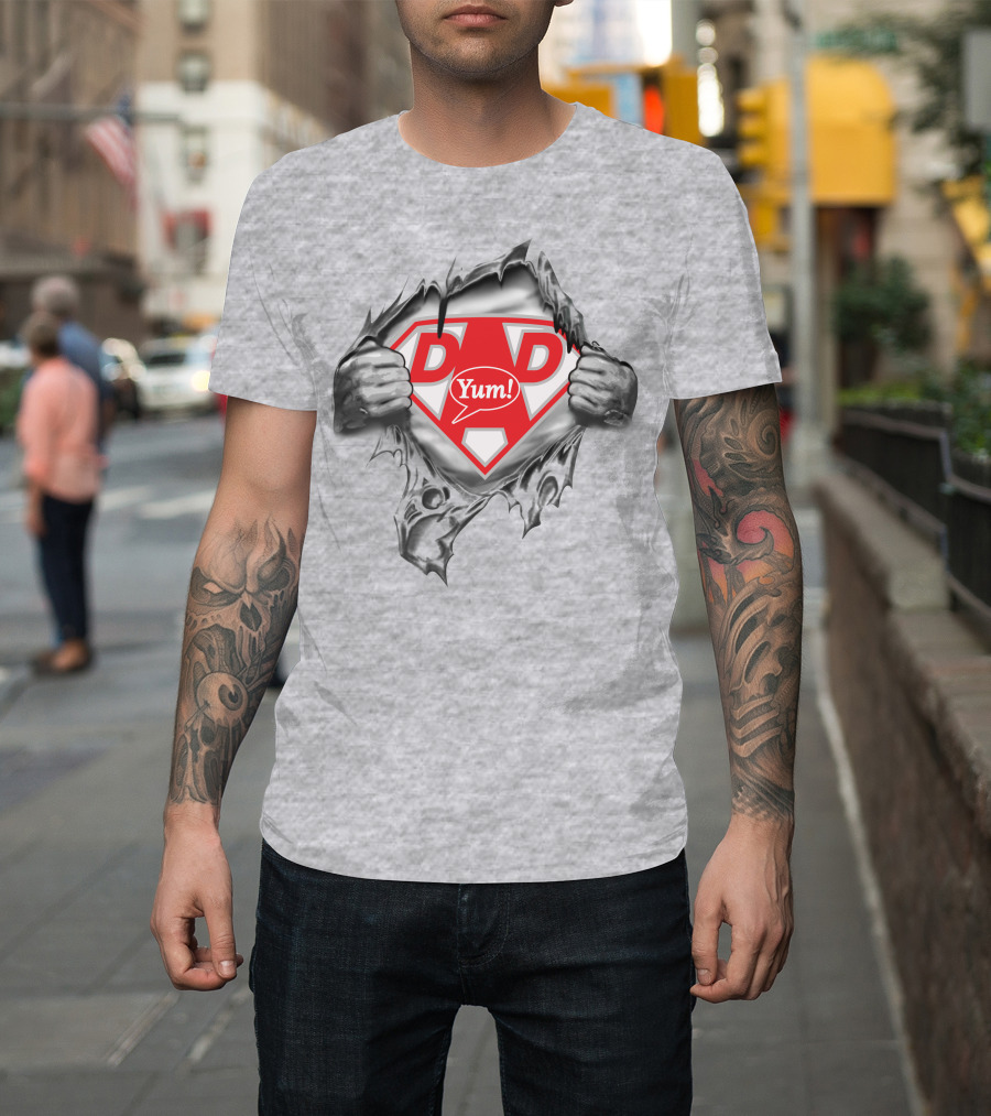 Super Dad Yum Emblem Ripped T-Shirt
