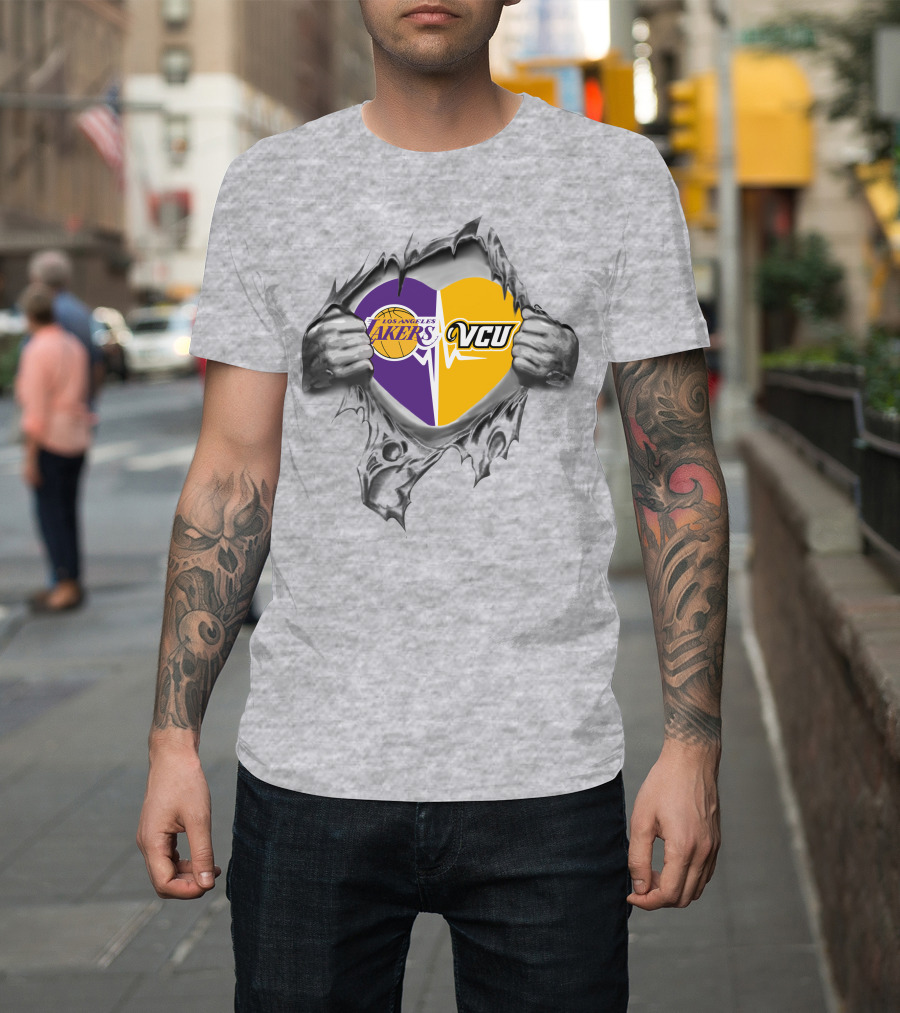 Los Angeles Lakers Vcu Rams Heart Inside My Heart T-Shirt