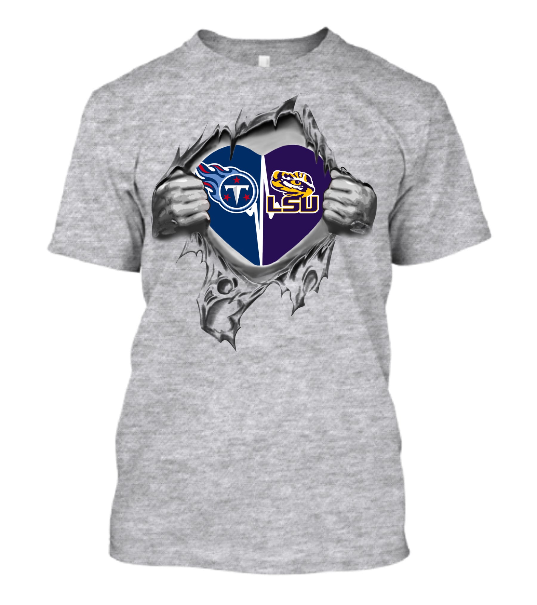Titans Lsu Tigers Heart Rip T-Shirt
