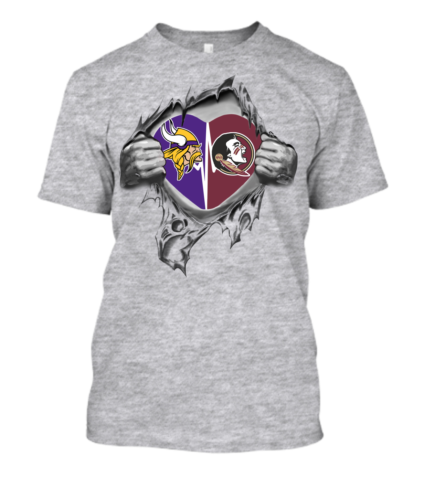 Vikings Florida State Seminoles Heart T-Shirt