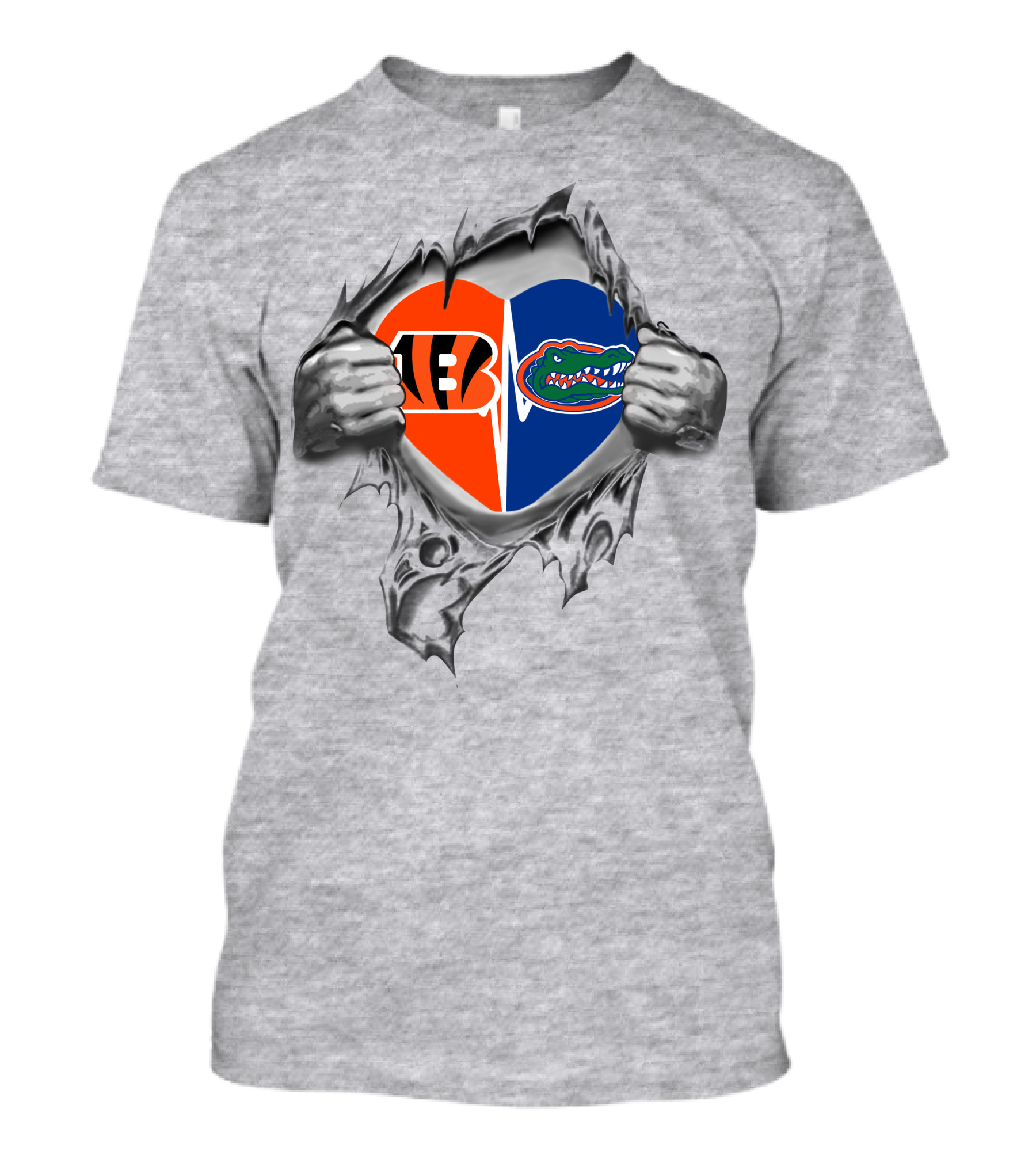 Bengals Florida Gators Heart Logos With Football Passion T-Shirt