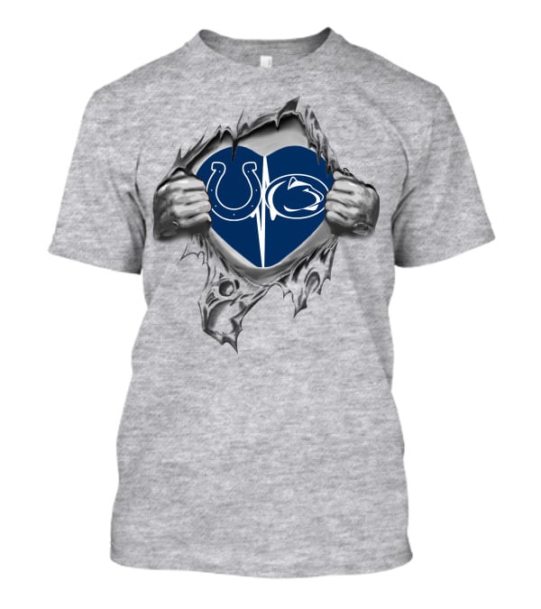 Colts Penn State Nittany Lions Heart Icon With Logos T-Shirt