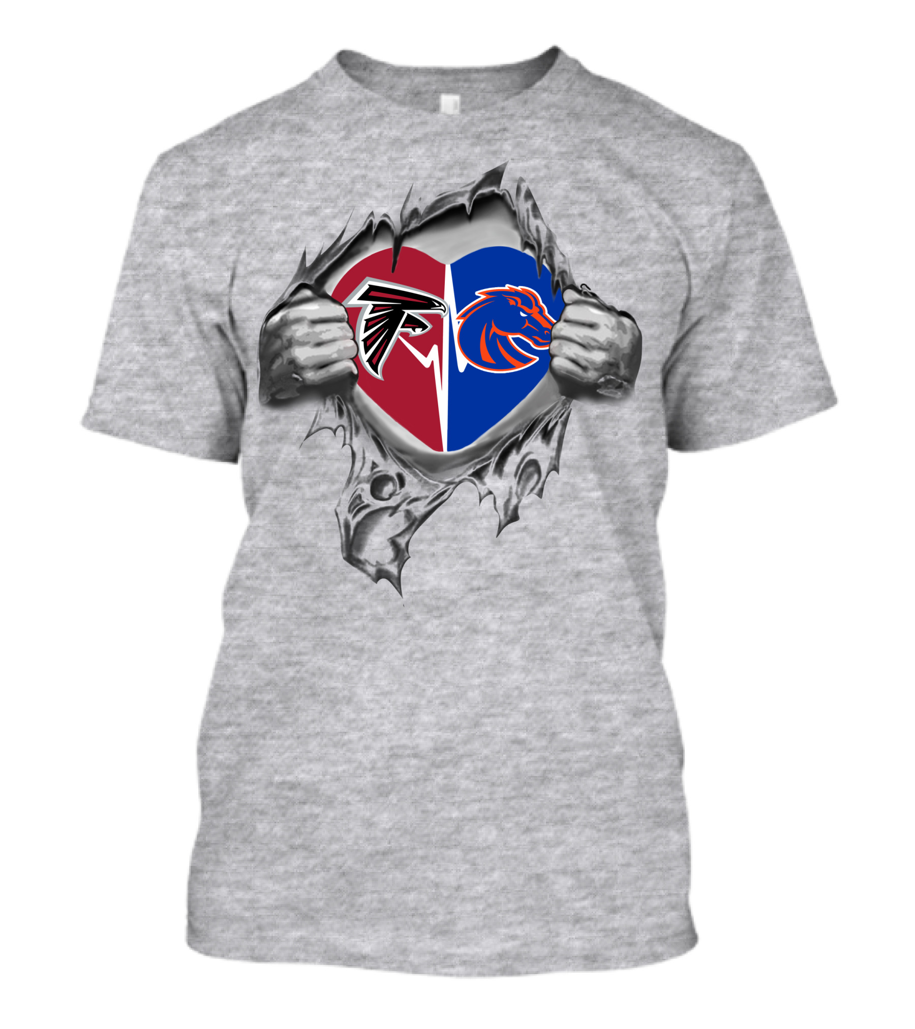 Falcons And Boise State Broncos Heart T-Shirt