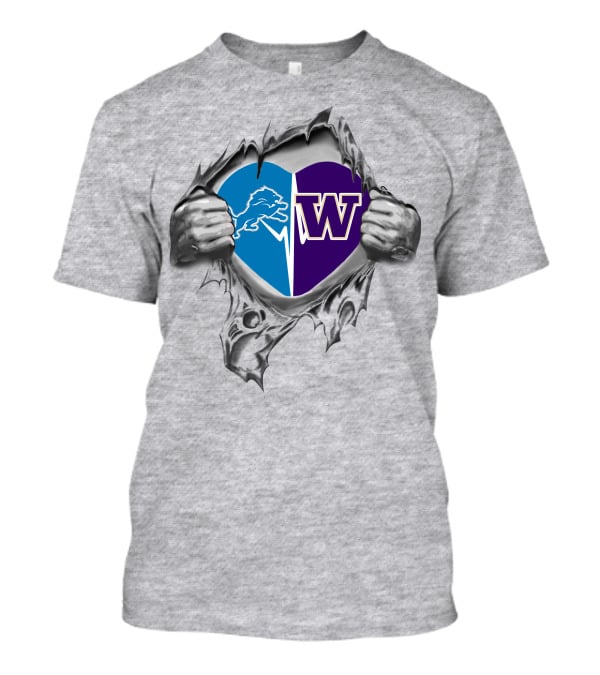 Detroit Lions Washington Huskies Heart T-Shirt