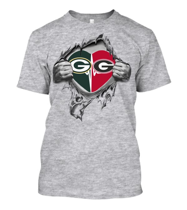 Packers Georgia Bulldogs Heart Symbols Dynamic Dual T-Shirt