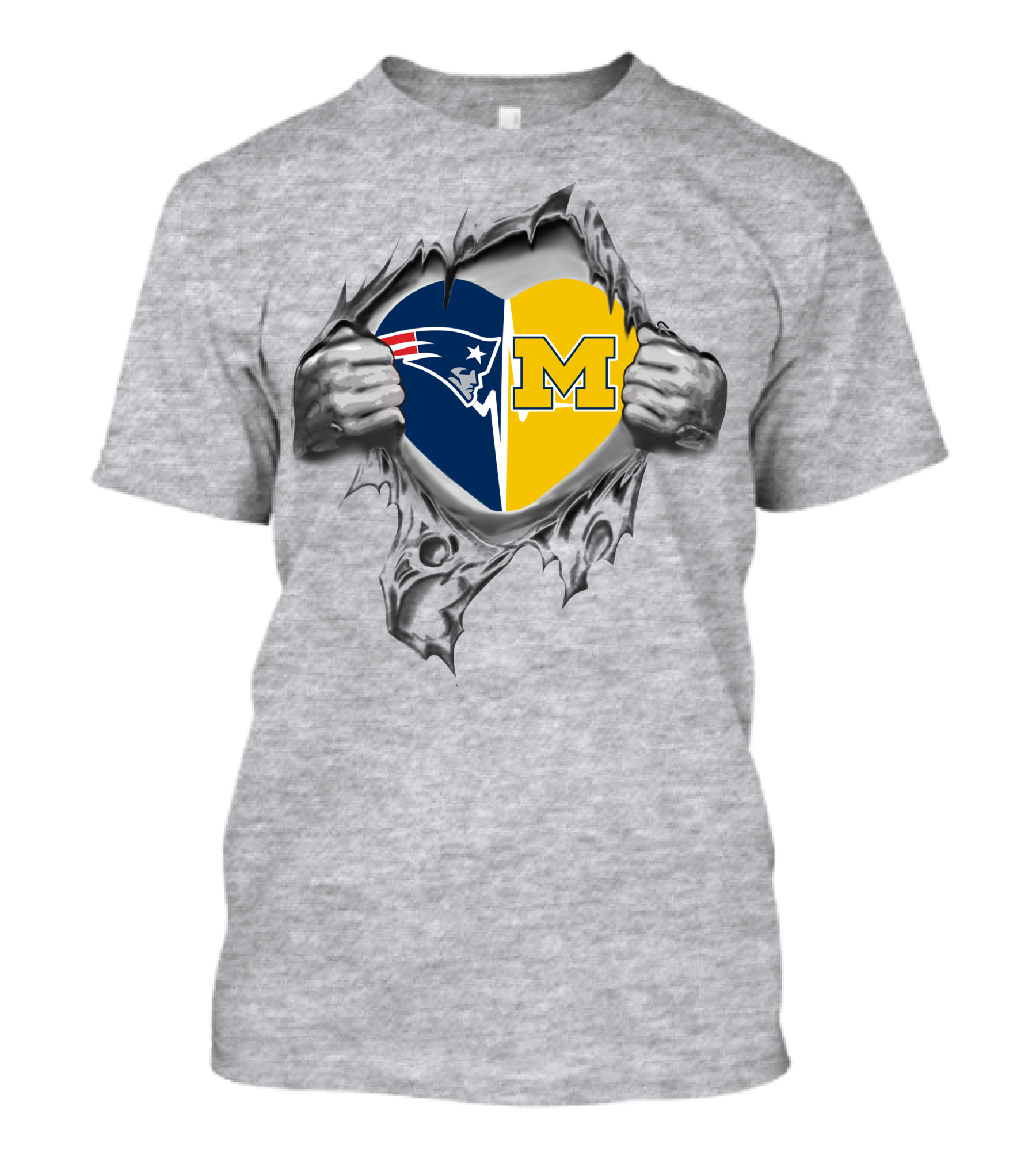 Patriots Michigan Wolverines Heart Logo Fan Spirit T-Shirt