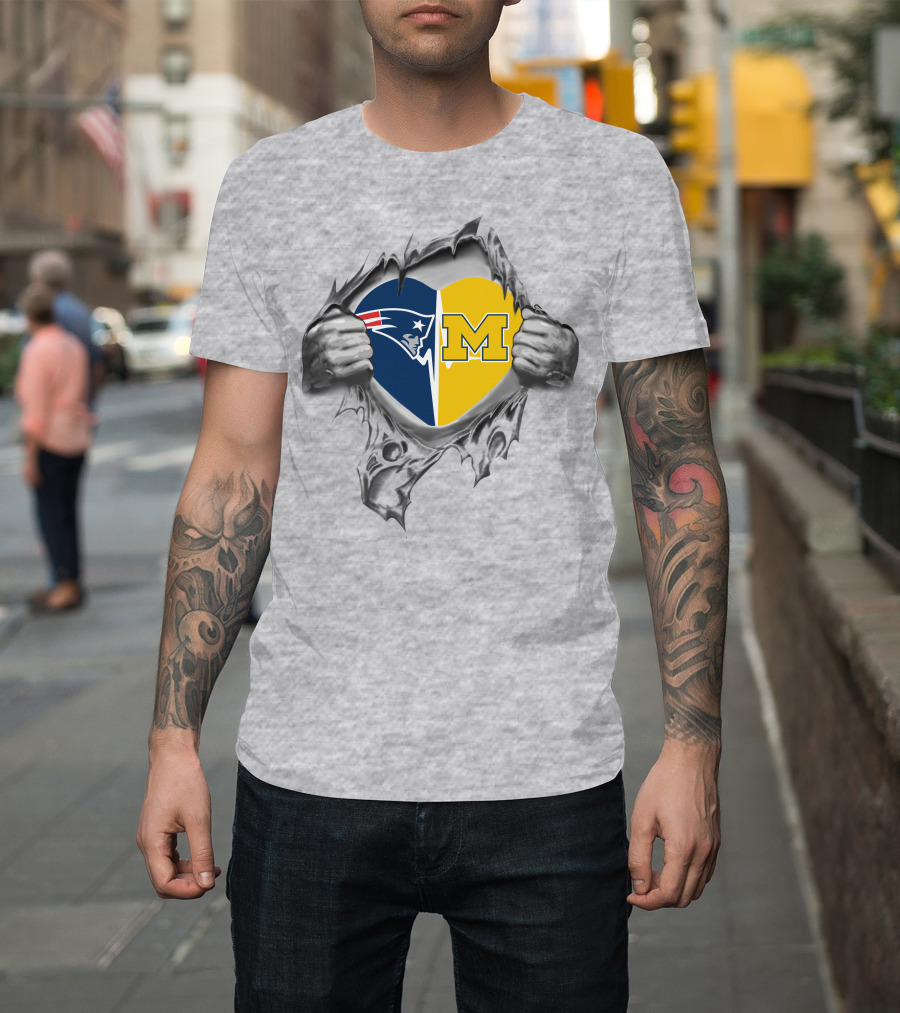 Patriots Michigan Wolverines Heart Logo Fan Spirit T-Shirt