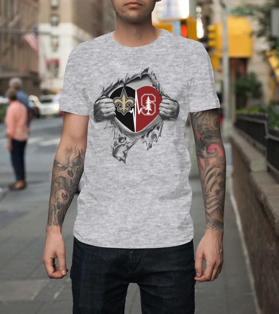 New Orleans Saints Stanford Cardinal Heartbeat Passion T-Shirt