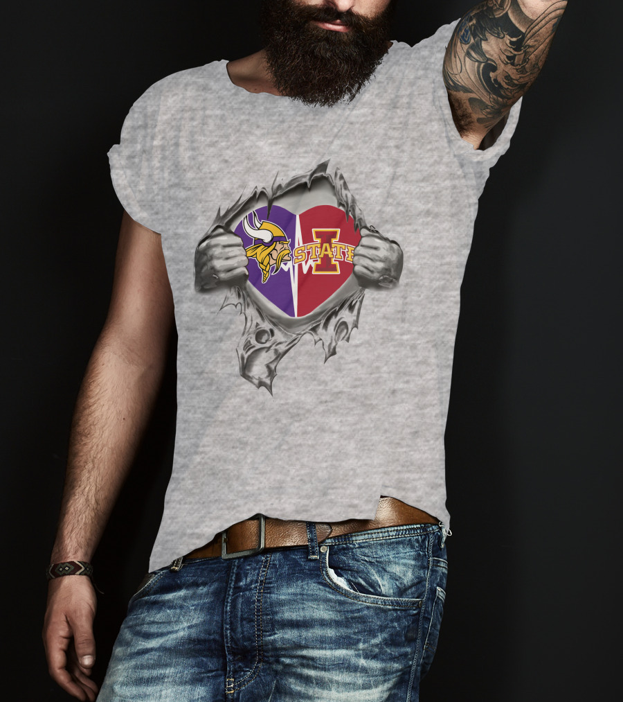 Vikings Iowa State Cyclones Heart Pride T-Shirt