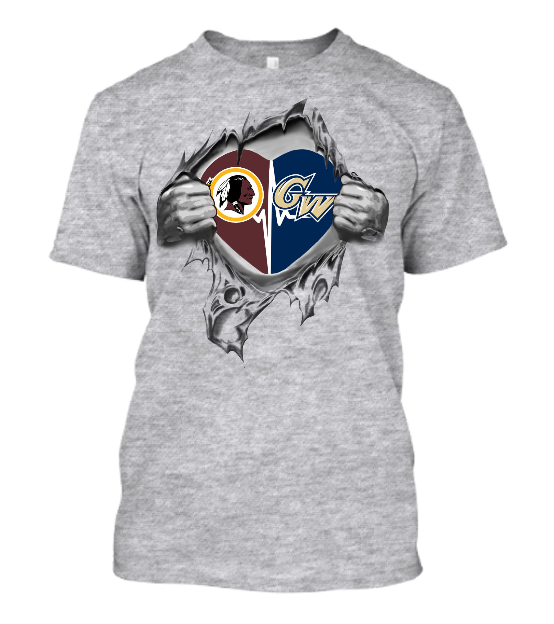Washington Redskins And George Washington Colonials Heart T-Shirt