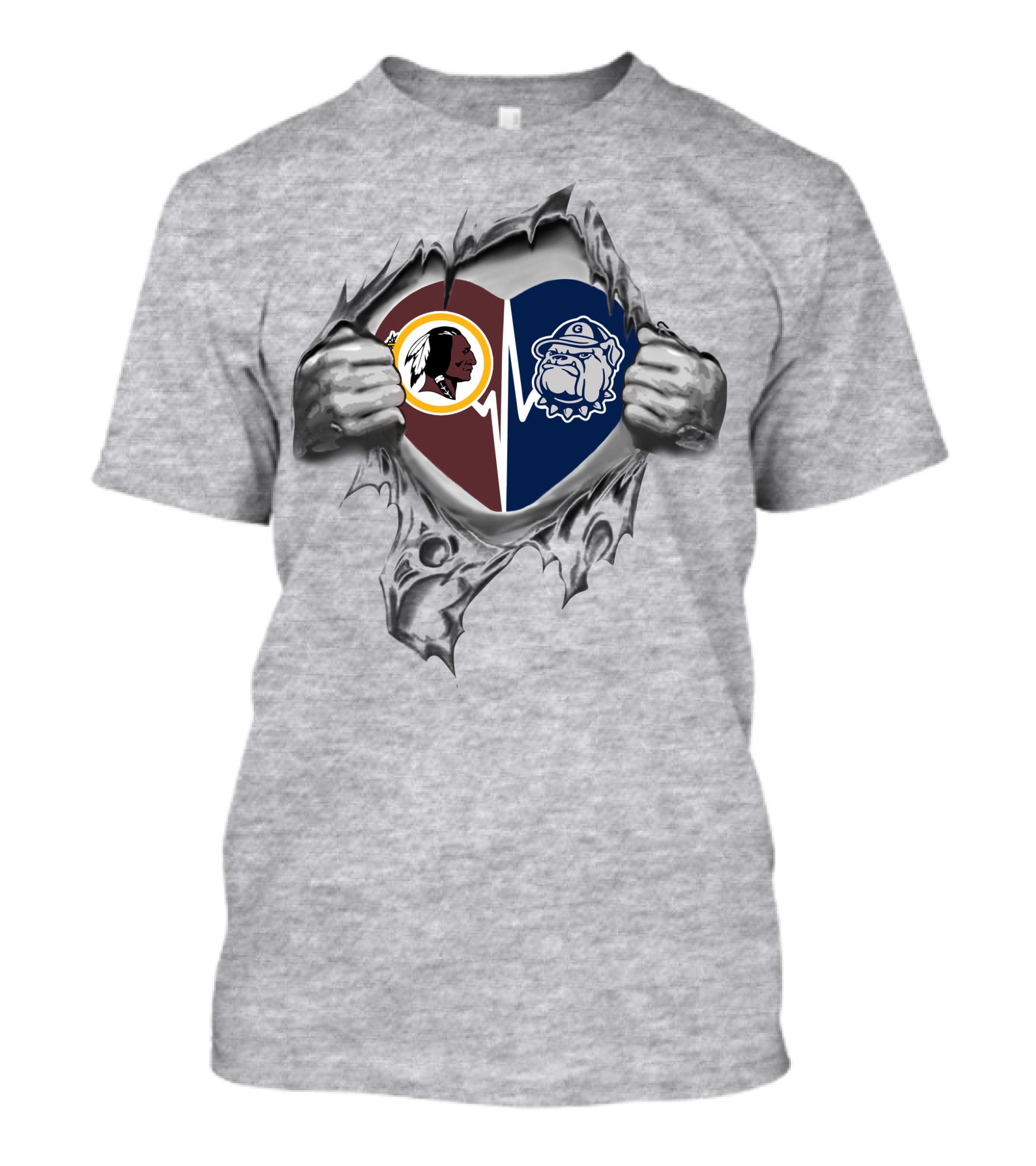 Georgetown Hoyas Redskins Heartbeat Loyalty T-Shirt