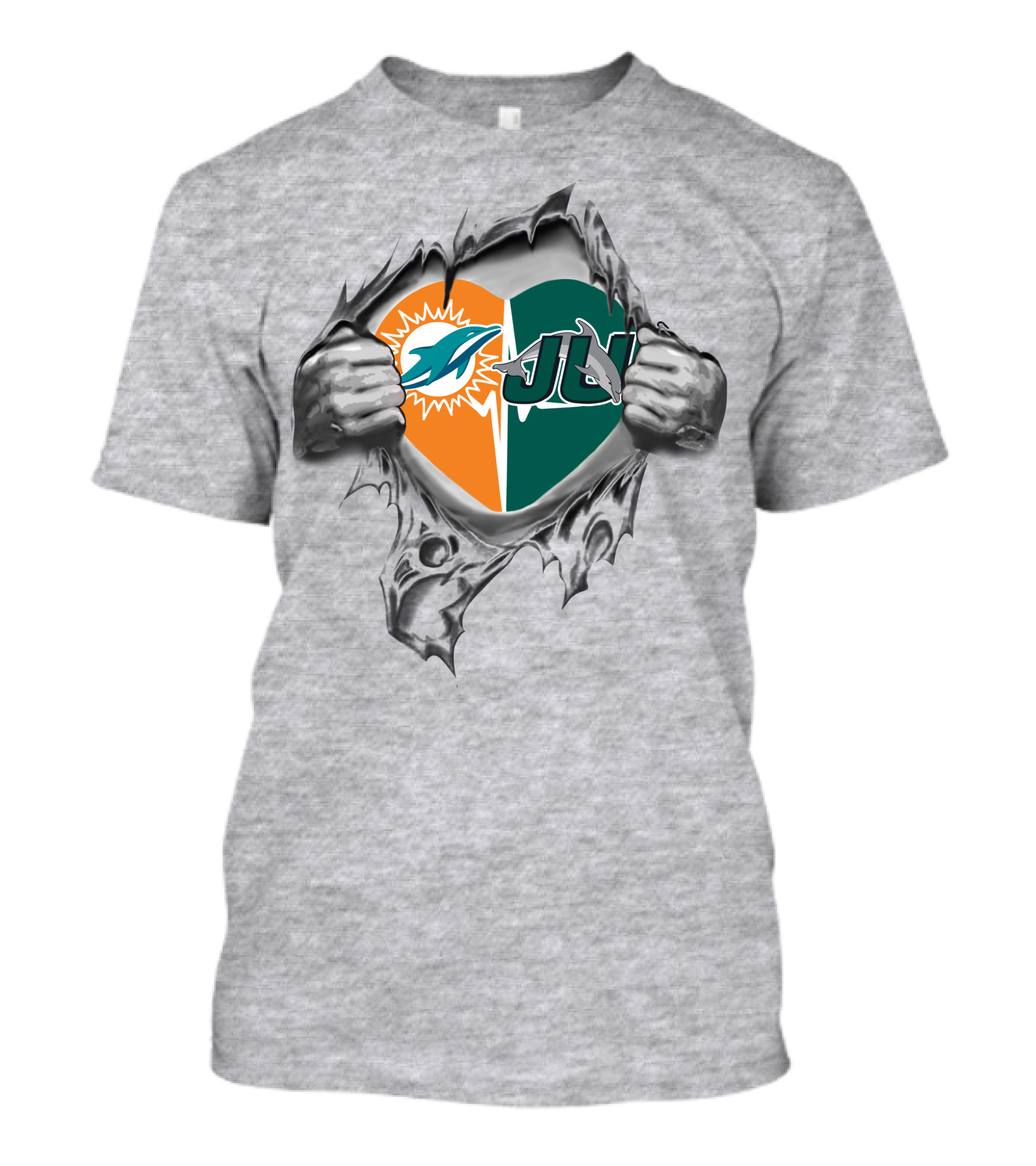 Dolphins Miami And Jacksonville Dolphins Heart T-Shirt