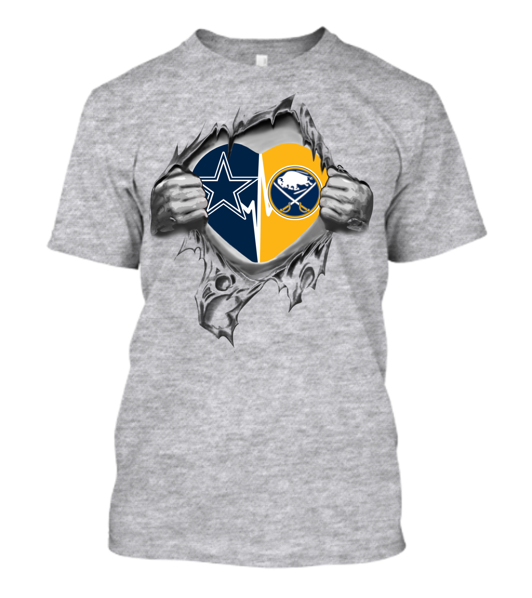 Cowboys Sabres Heart Tear T-Shirt