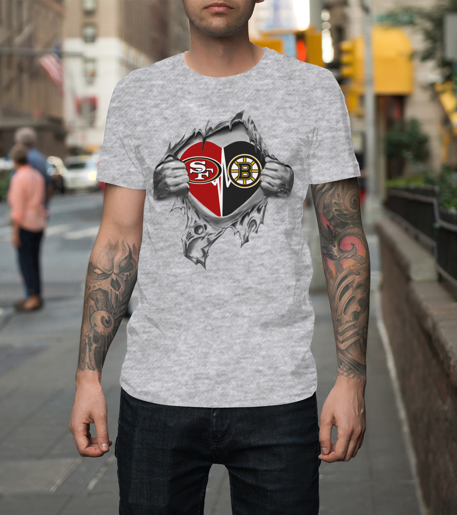 49ers Bruins Heart Torn T-Shirt