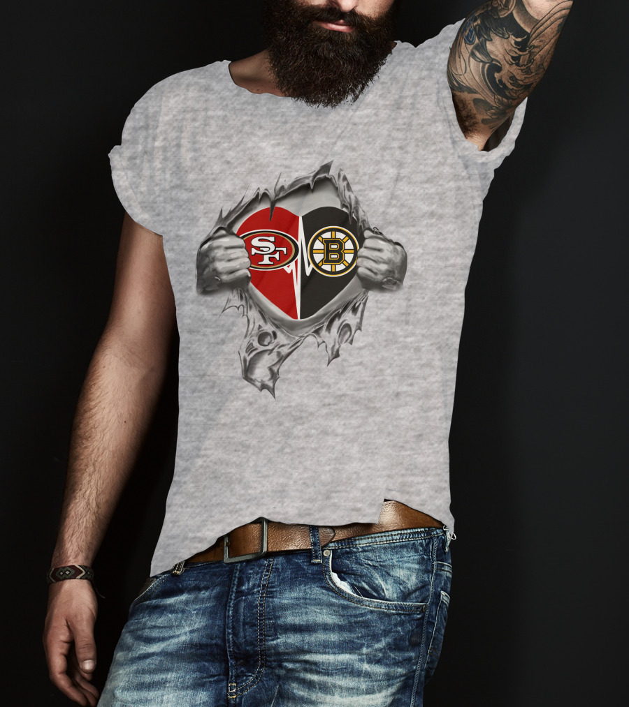 49ers Bruins Heart Torn T-Shirt