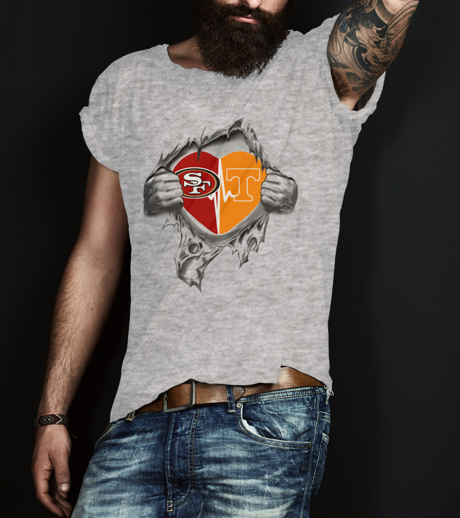 49ers Tennessee Volunteers Heart Inside Passion T-Shirt