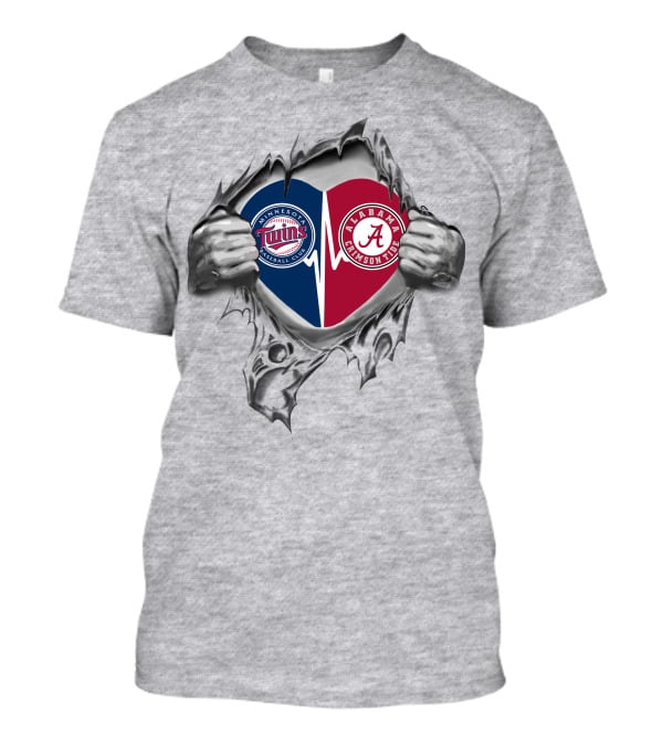 Minnesota Twins Alabama Crimson Tide Heart T-Shirt