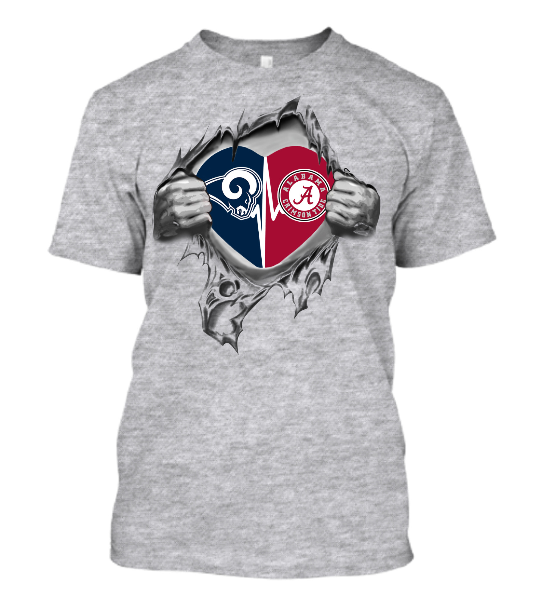 Rams Alabama Crimson Tide Heart Logo Fan Pride T-Shirt