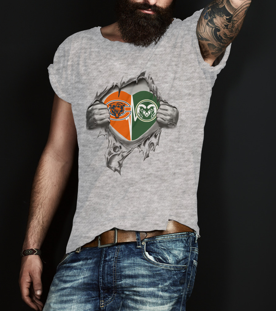 Bears Colorado State Rams Heart Torn Open With Logos T-Shirt
