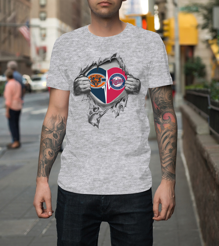 Bears Minnesota Twins Heart Logo Torn T-Shirt
