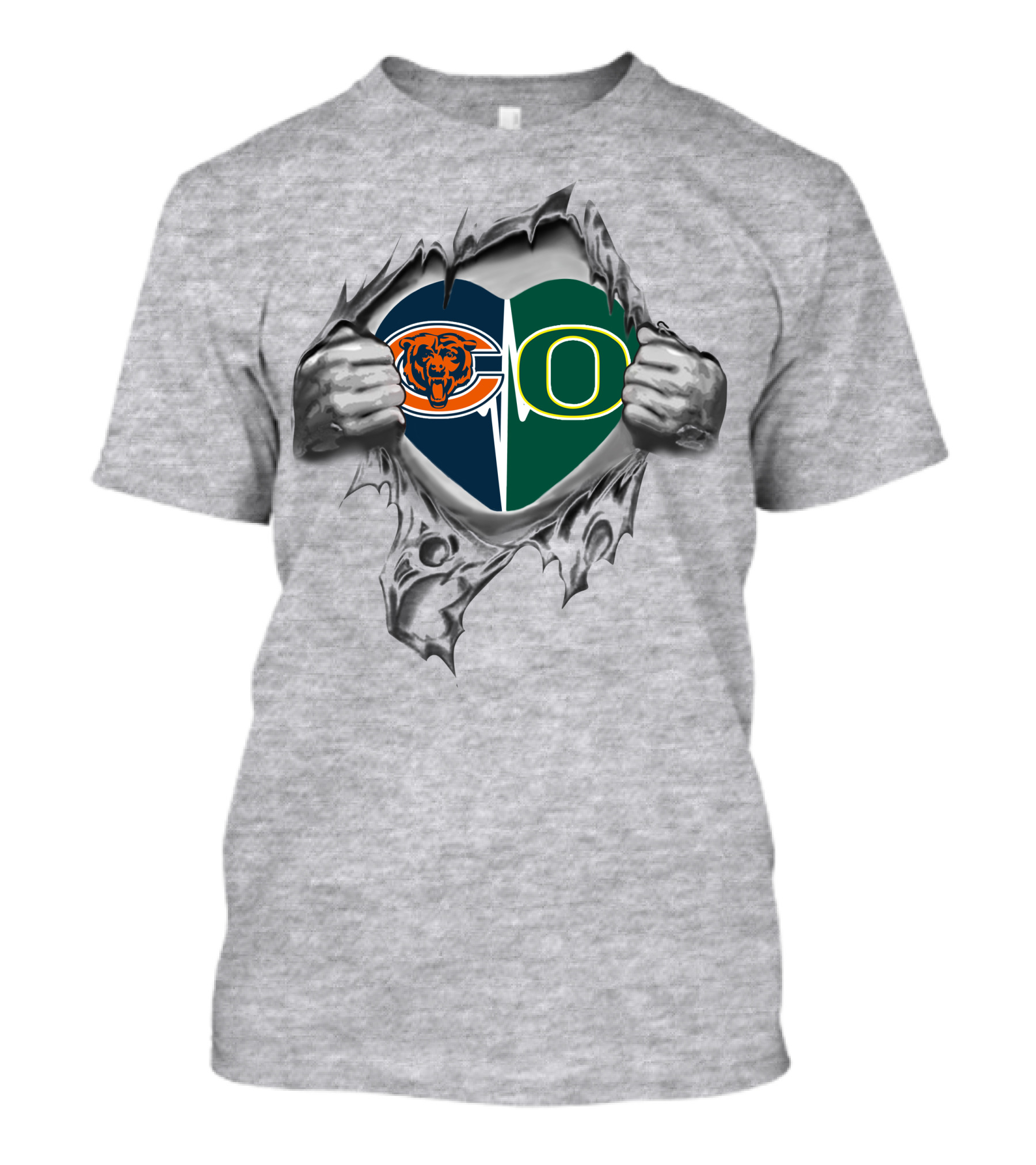 Bears Oregon Ducks Heart Logo Torn T-Shirt