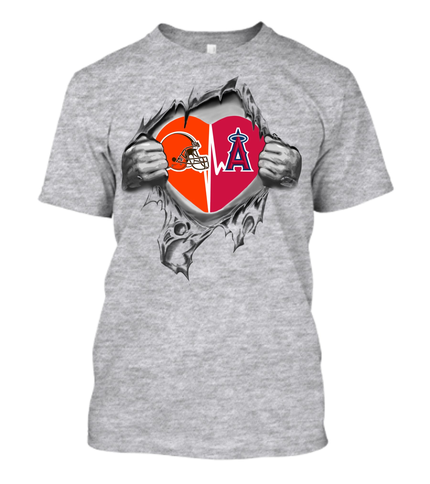 Browns And Los Angeles Angels Heartbeat T-Shirt