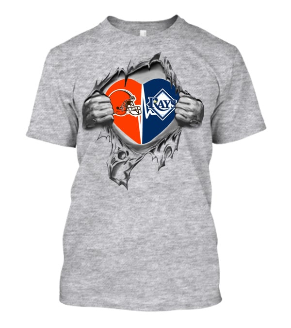 Browns Tampa Bay Rays Heart Logo With Ripped Hands T-Shirt