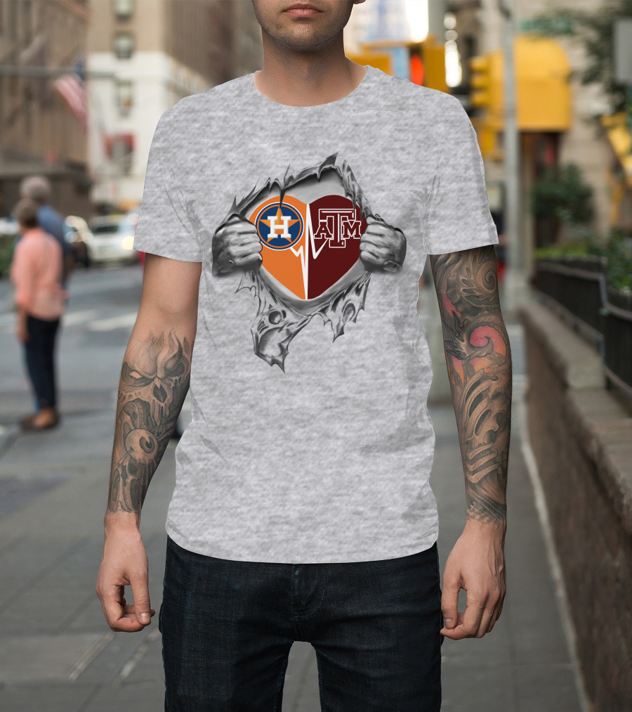 Astros Texas A&M Aggies Heart T-Shirt