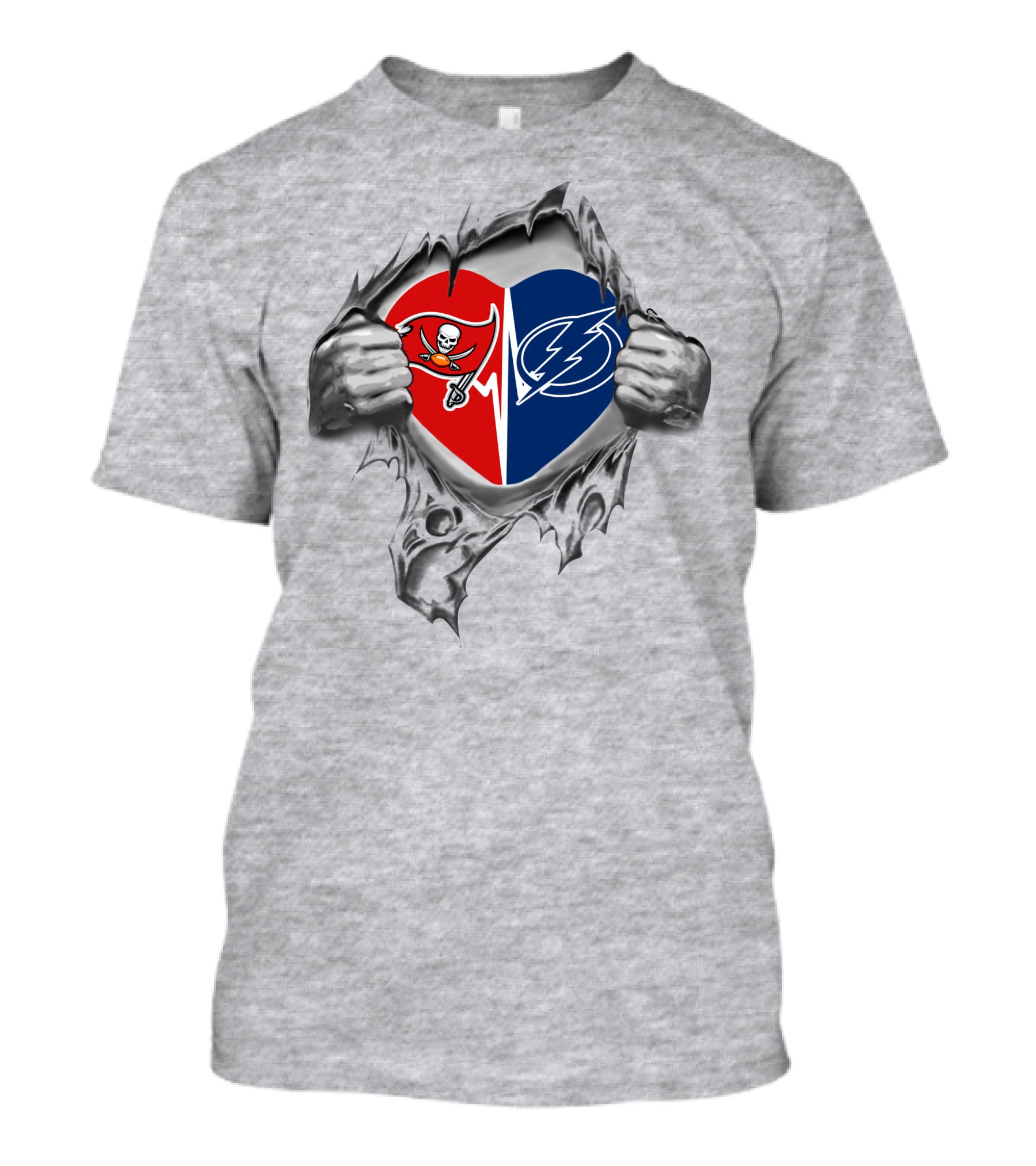 Buccaneers Tampa Bay Lightning Heart Split T-Shirt