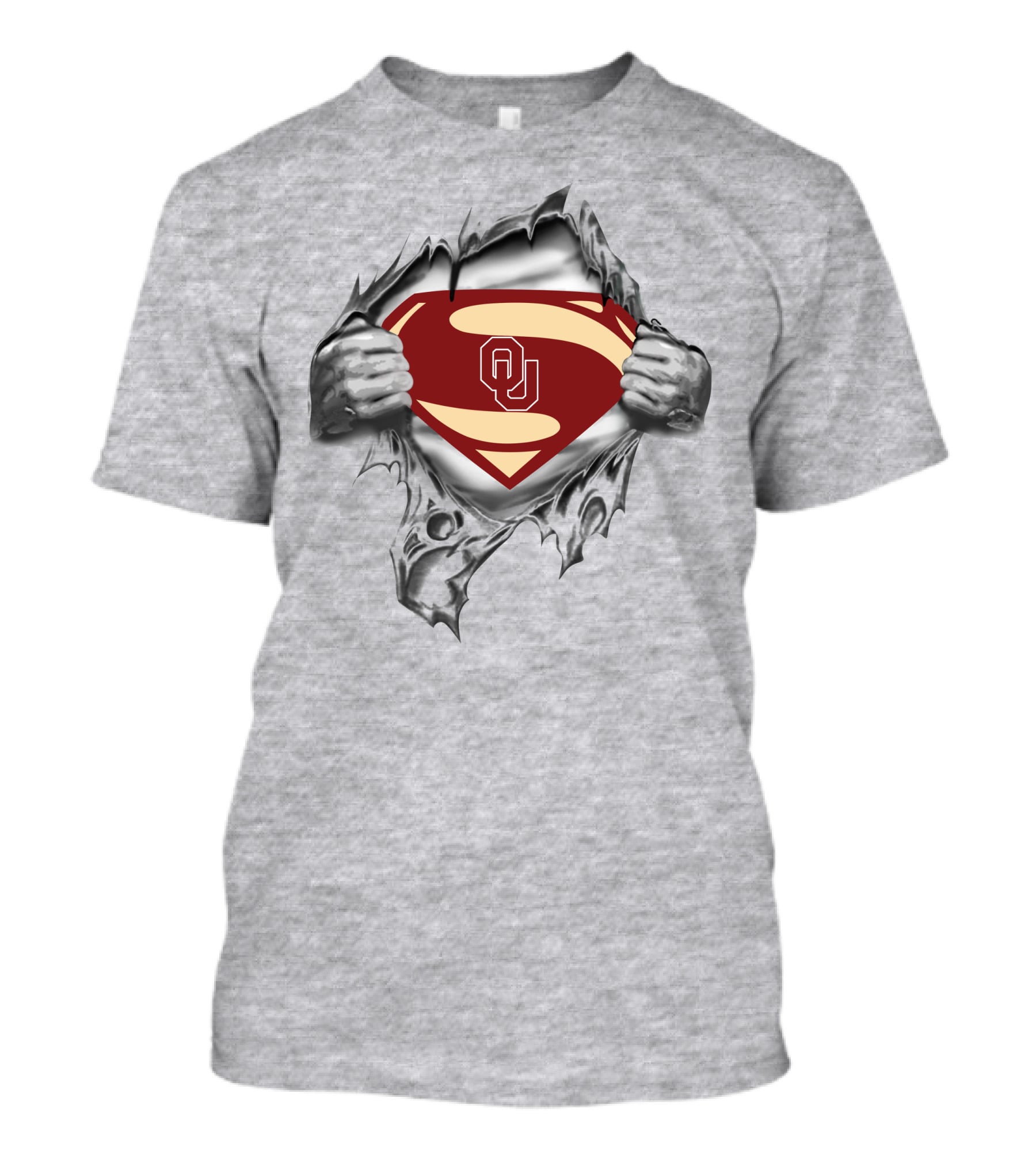 Oklahoma Sooners 308 Superman Logo Emblem Tear-Through T-Shirt
