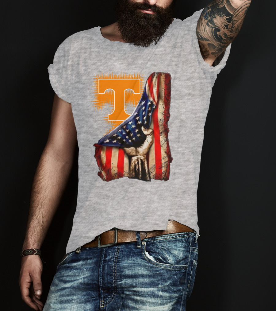 Tennessee Volunteers T Logo American Flag Fist T-Shirt
