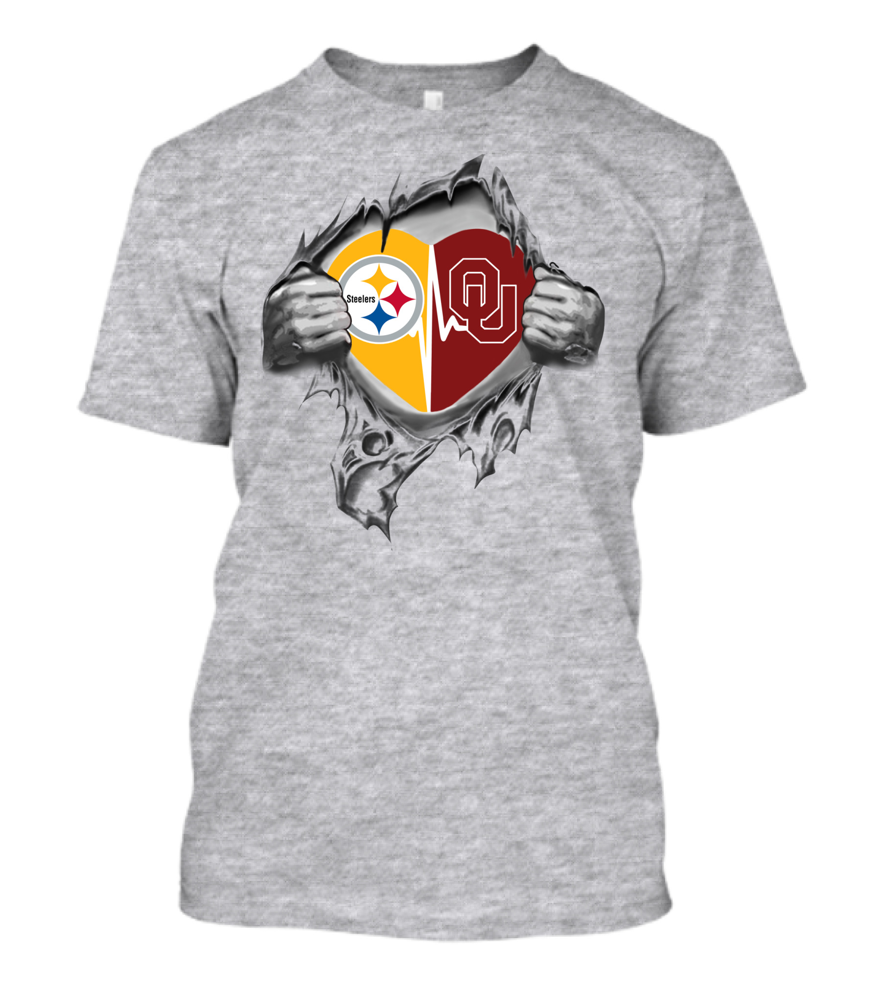 Steelers Oklahoma Sooners Heart Torn T-Shirt