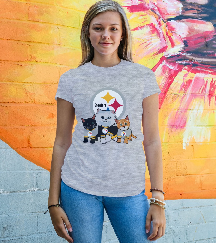 Pittsburgh Steelers Cats Trio With Team T-Shirt