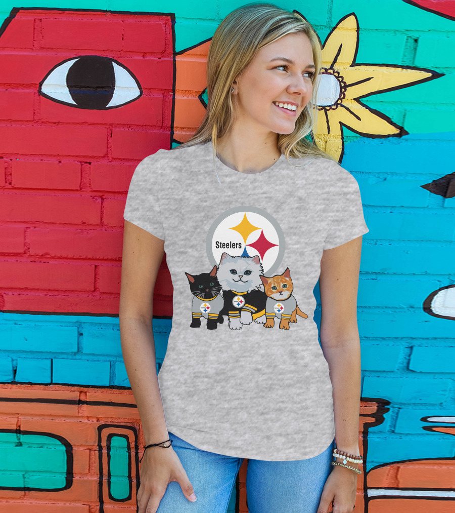 Pittsburgh Steelers Cats Trio With Team T-Shirt