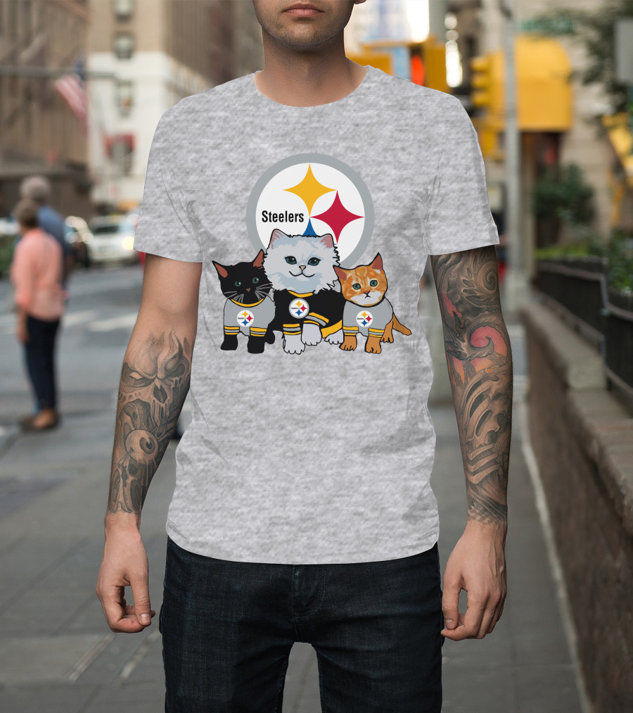 Pittsburgh Steelers Cats Trio With Team T-Shirt