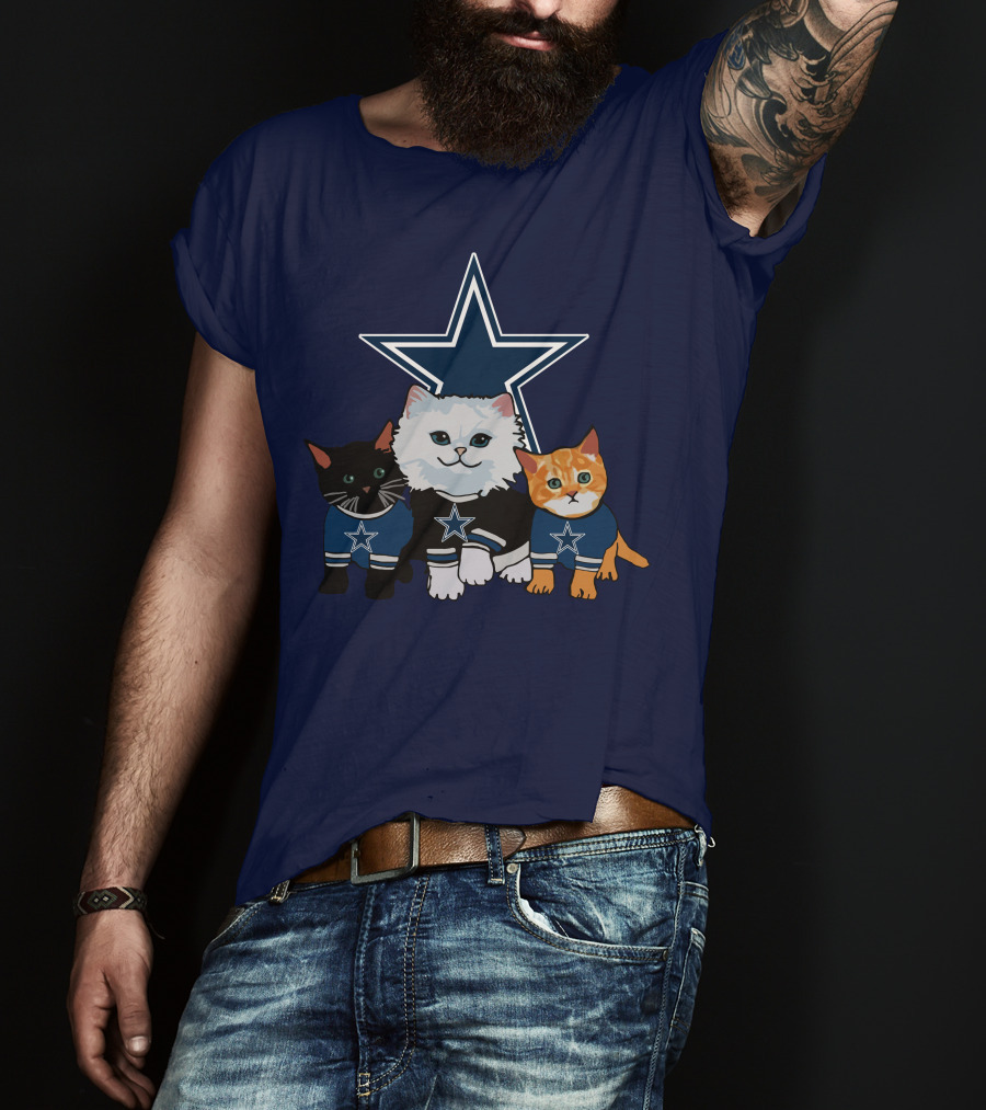 Dallas Cowboys Cute Cats With Star Logo Trio T-Shirt