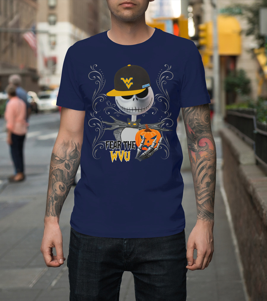 Fear The WVU Mountaineers Halloween Jack Skellington T-Shirt