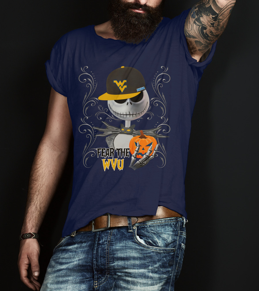 Fear The WVU Mountaineers Halloween Jack Skellington T-Shirt