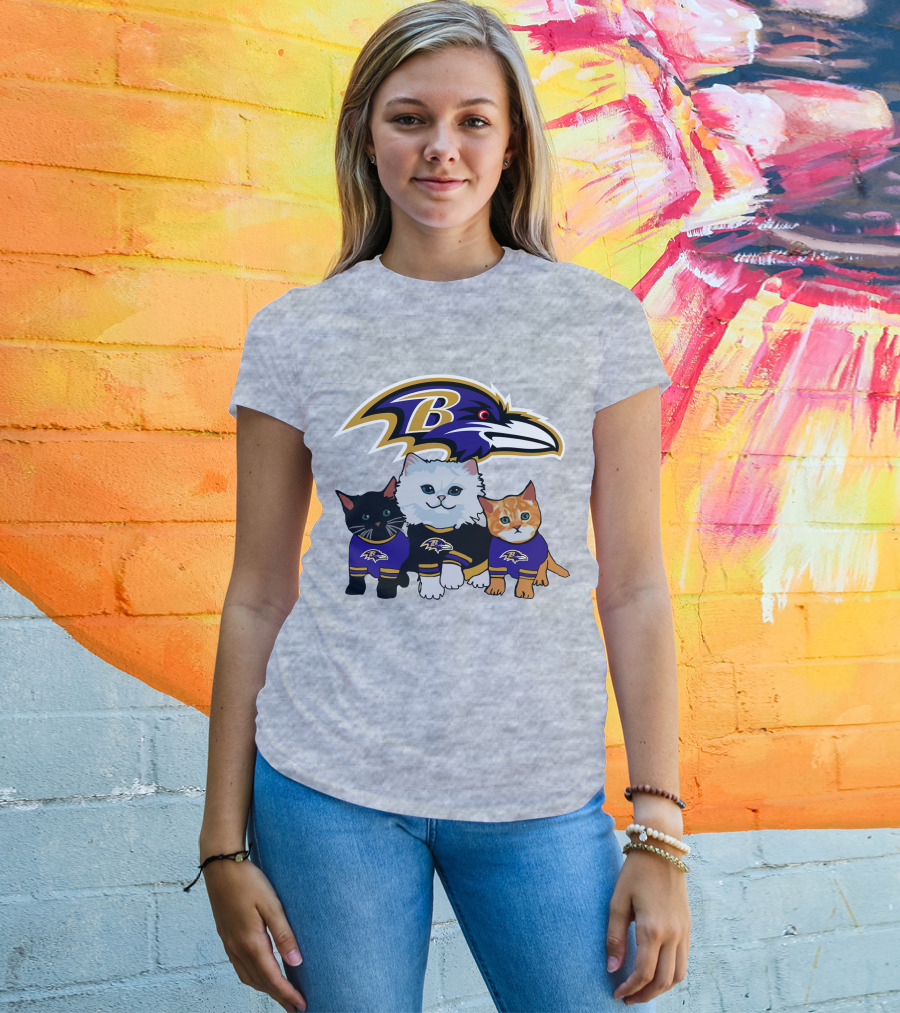 Baltimore Ravens Cats In Team Jerseys T-Shirt