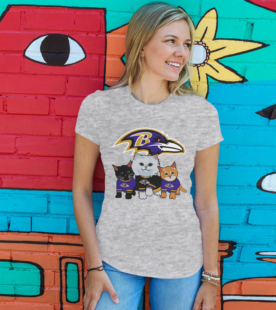 Baltimore Ravens Cats In Team Jerseys T-Shirt
