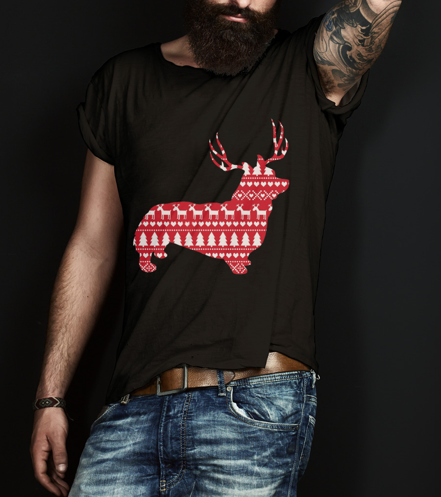 Welsh Corgi Christmas Reindeer T-Shirt