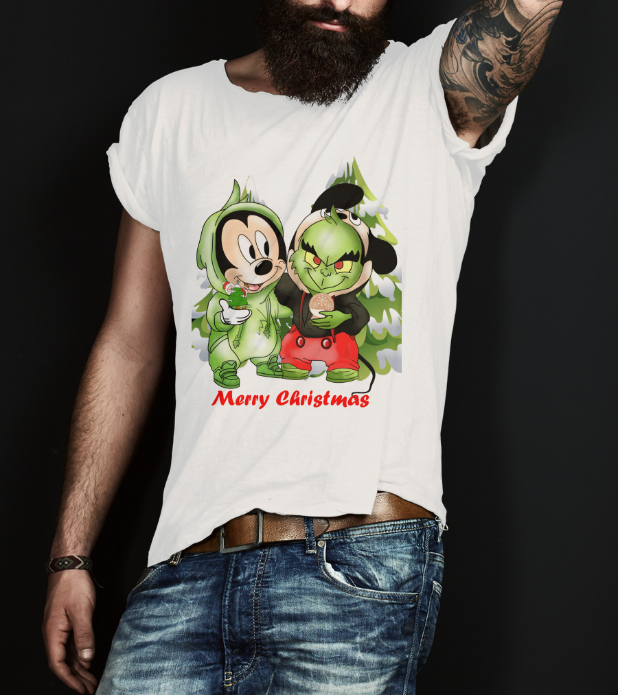 Merry Christmas The Grinch And Mickey T-Shirt