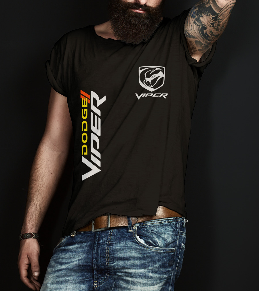 Dodge Viper Vertical Logo And Iconic Snake Emblem T-Shirt