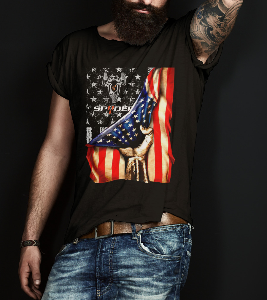 Spyder Spider Logo American Flag Hand Grasping T-Shirt