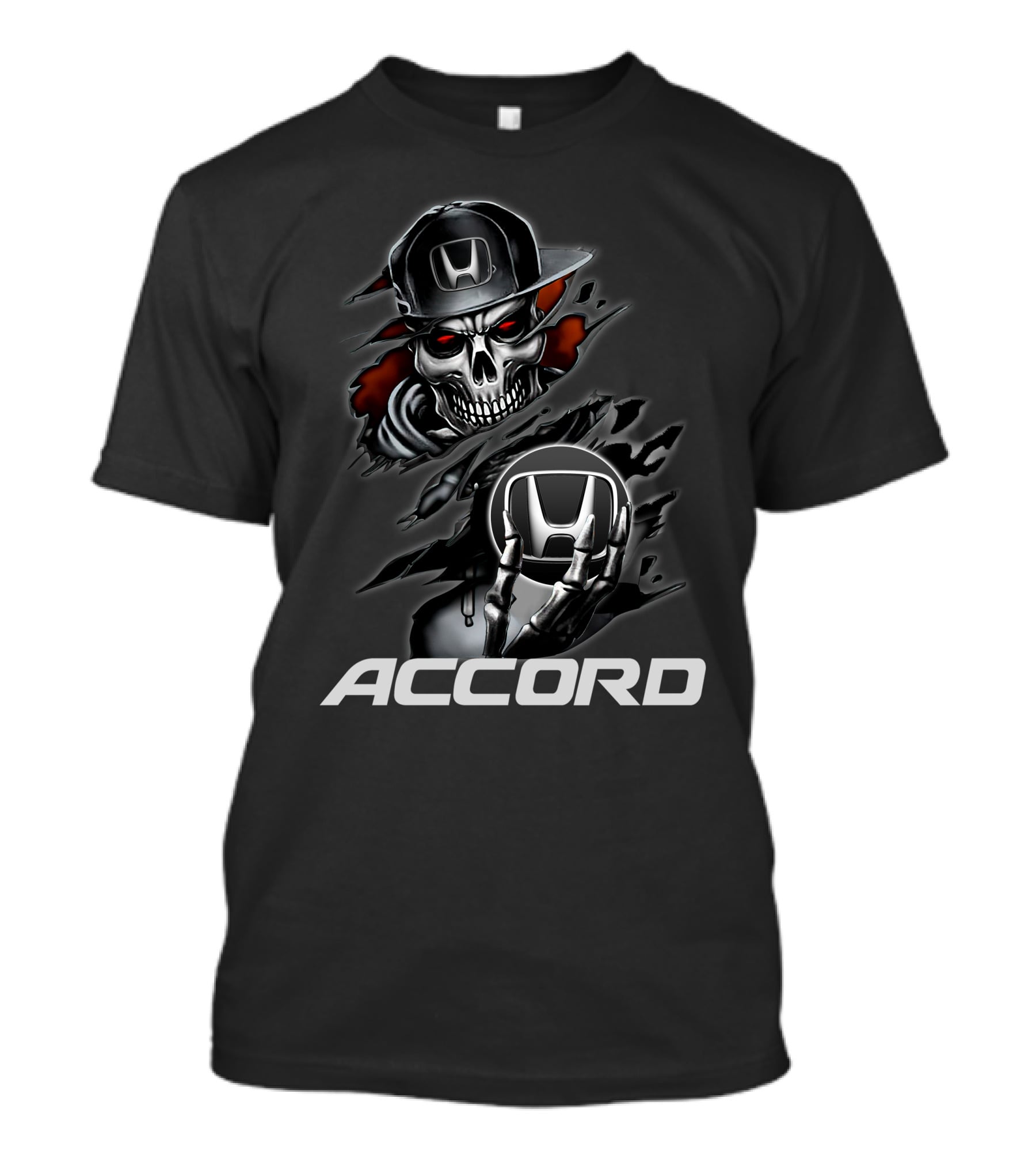 Honda Accord Skull Design Black Hat Red Eyes T-Shirt
