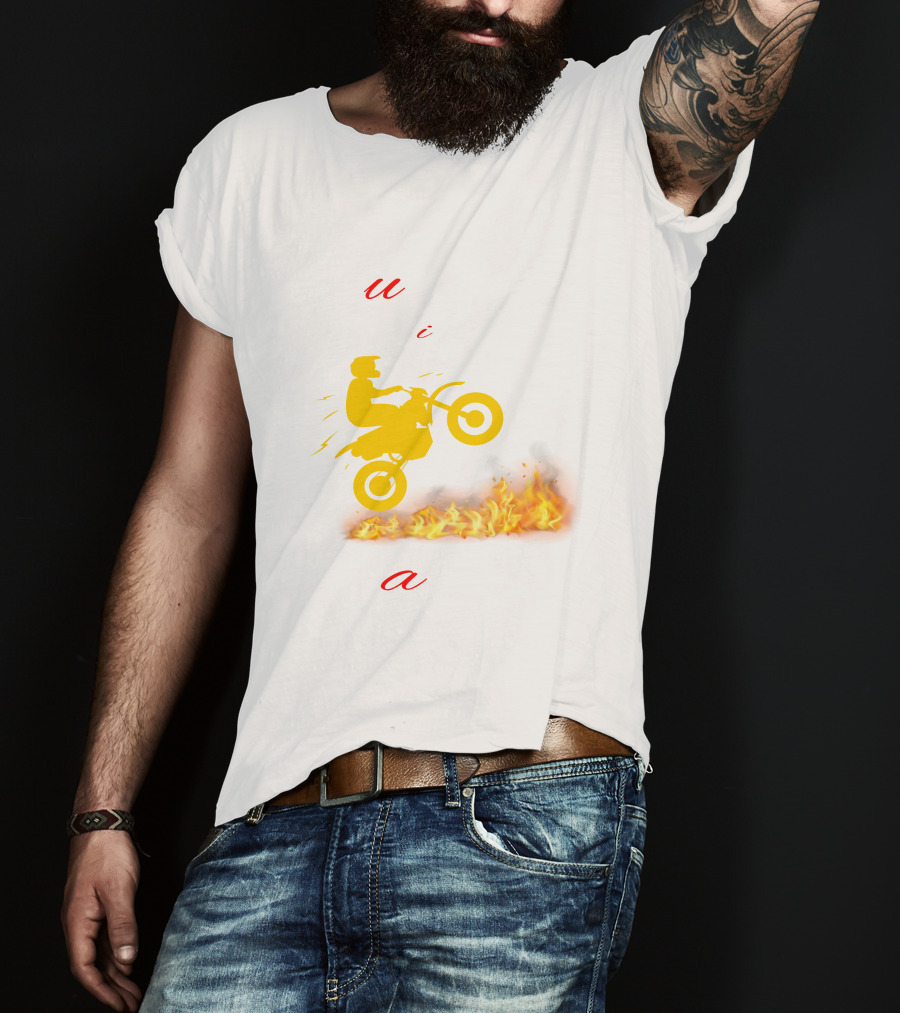 Burning With Passion Motorcycle Wheelie Flames T-Shirt