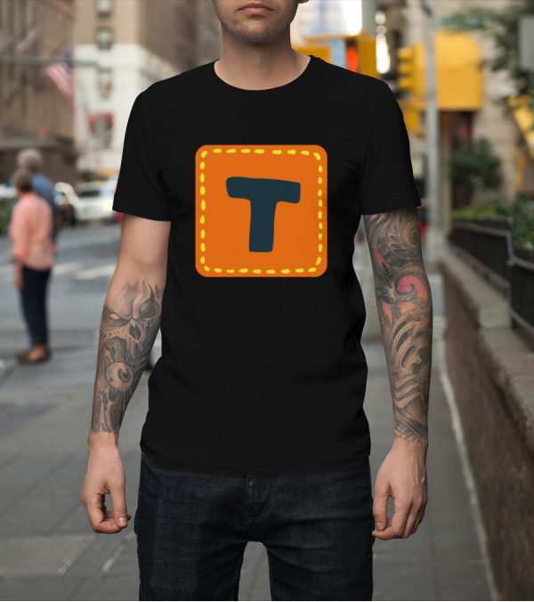 Shirt: Colorful Square T Alphabet Letter T-Shirt Colorful Square T Alphabet Letter T-Shirt