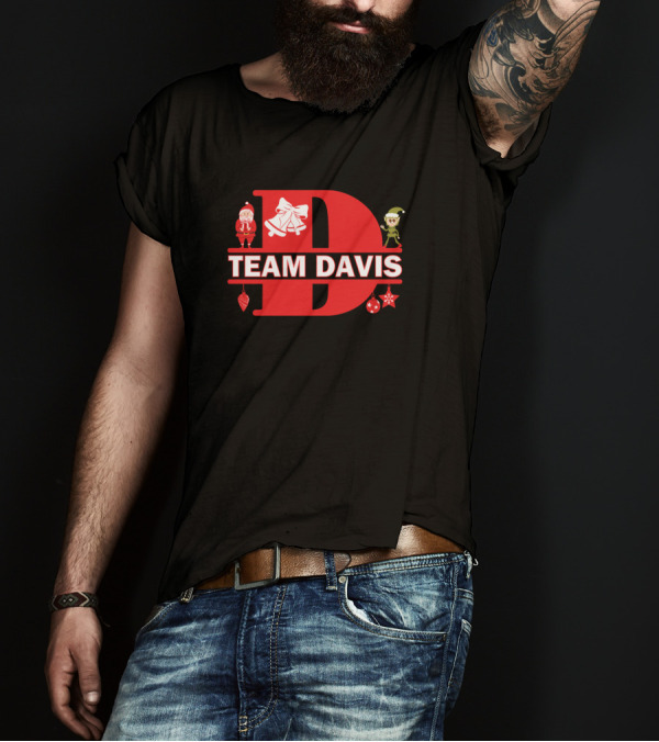Team Davis Holiday Santa Elf Ornament Family T-Shirt