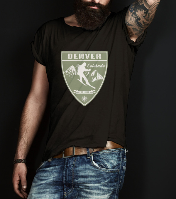 Denver Colorado Skiing Adventure Est. 1858 T-Shirt