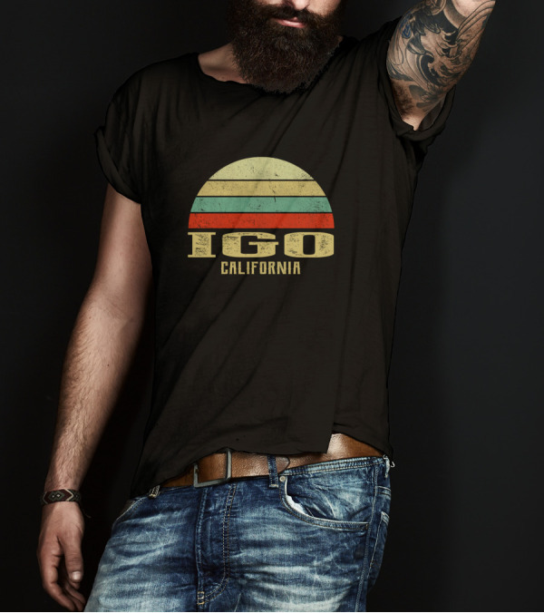 Igo California Vintage Retro Striped Sunset T-Shirt